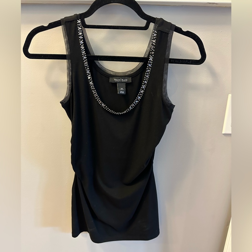 White House Black Market XS Sleeveless tank with embellished round scoop neck